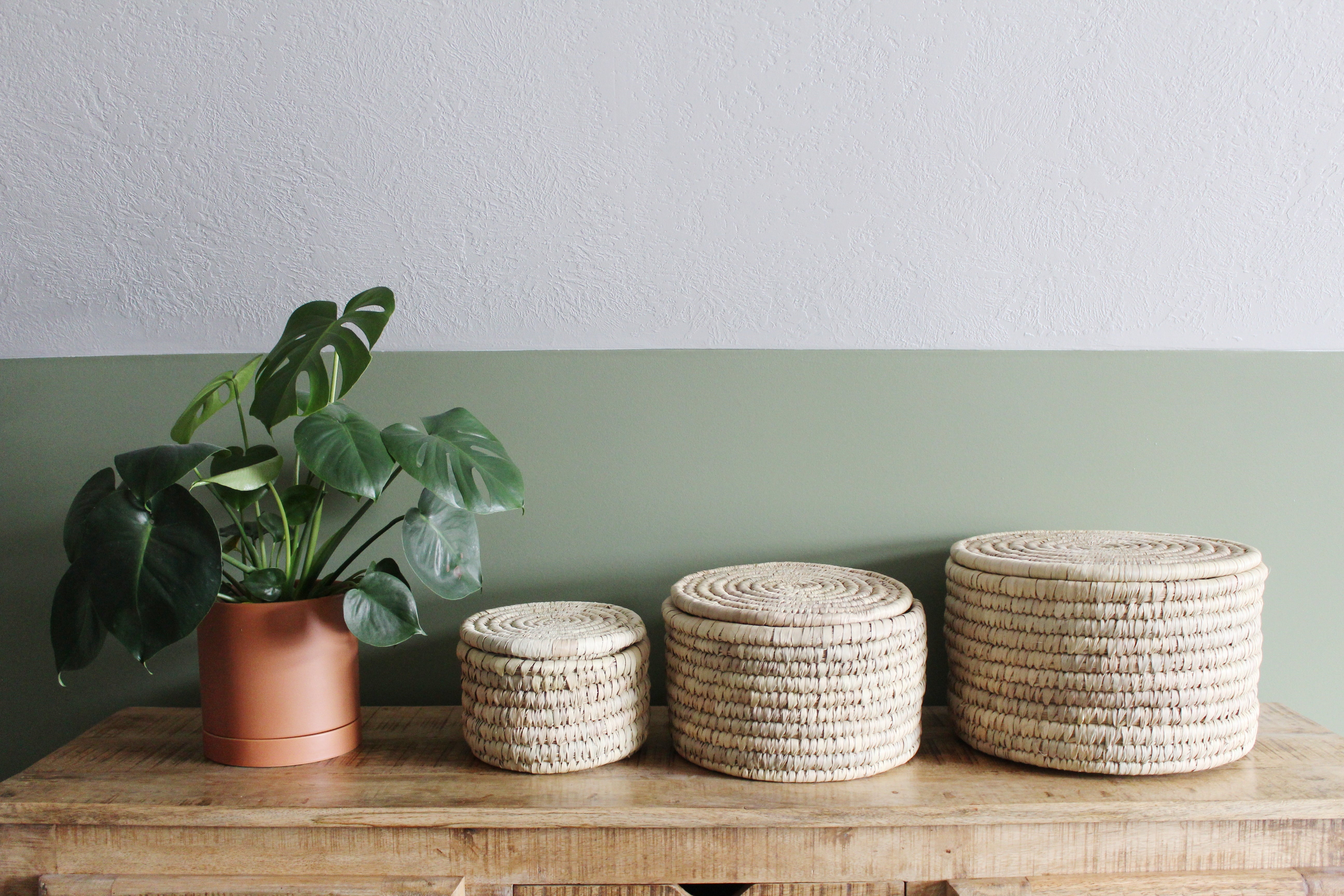 Hand Woven Baskets with Lids