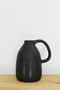 Matte black vase with handle
